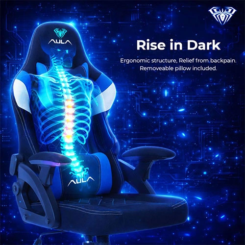 Aula F016 Ergonomic Black and Blue Gaming Chair